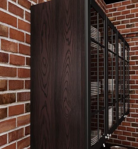 Livelynine Dark Brown Wood Contact Paper 15.8x197 Walnut Textured Wood Grain Countertop Peel and Stick Waterproof Counter Top Vinyl Wrap Desk Wallpaper Kitchen Cabinet Covers Table Dresser Covering - color: Brown Wood, size: 15.8" x 197"