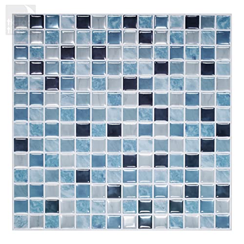 Tic Tac Tiles Peel & Stick Wall Tile, Small Square Maple & Sea, 10 Sheets