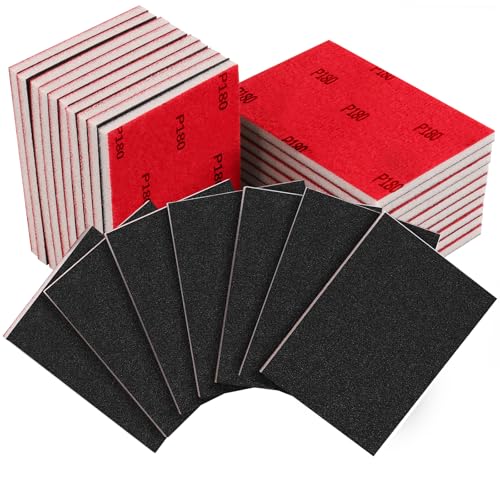 20PCS 3 x 4 Inch 180 Grit Sanding Sponge, Ultra Fine Sanding Sponges Pads, Soft Foam Hand Sanding Block Dry Wet Sandpaper Blocks for Model Drywall Metal Wood Furniture Polishing - style: 180 Grit 20PCS