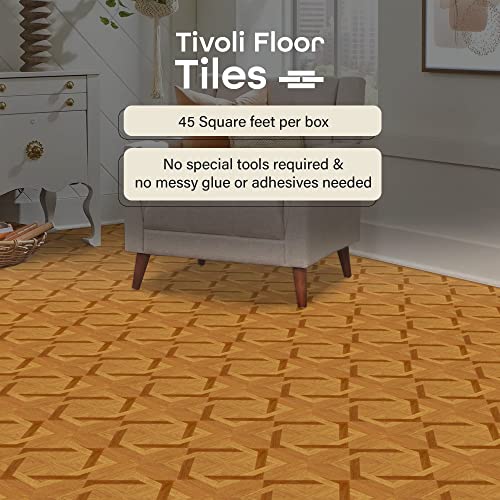 Tivoli Self Adhesive Vinyl Floor Tiles, 45 Tiles, 12 x 12 in, Peel & Stick - color: Wood Diamond