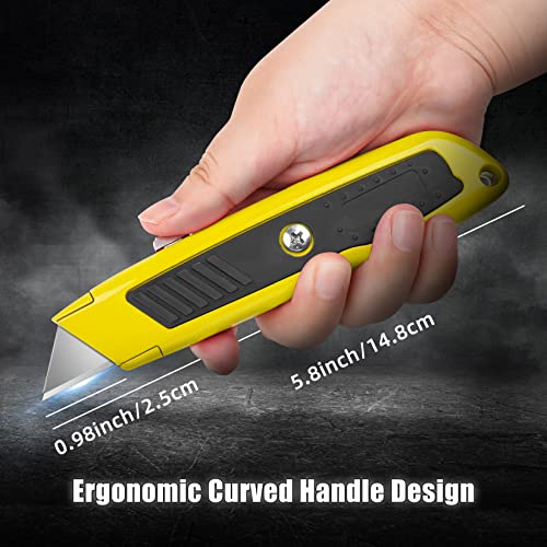 DIYSELF 2 Pack Box Cutters, Aluminum-Shell Utility Knife with Secure Lock - color: Yellow, size: 2-Pack