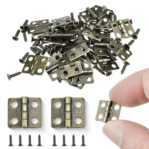 SDTC Tech 24-Pack Bronze Mini Hinges 13x12mm 180 Degree Rotation - color: bronze tone
