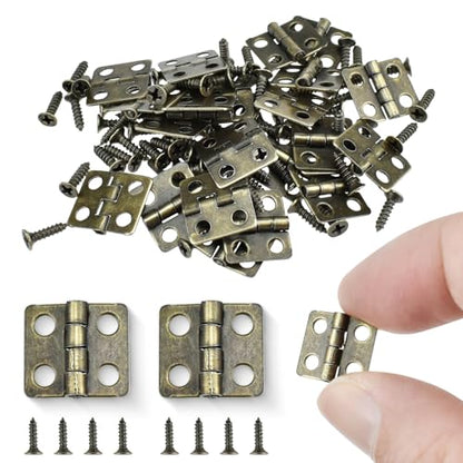 SDTC Tech 24-Pack Bronze Mini Hinges 13x12mm 180 Degree Rotation - color: bronze tone