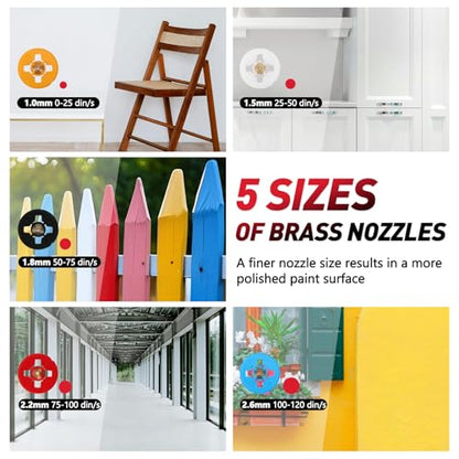 Paint Sprayer Gun for House Painting - 800W HVLP Paint Gun with 5 Nozzles & 3 Patterns, Adjustable Flow Electric Spray Paint 1200ml Container, Easy to Clean for Furniture Wood Door Fence Wall Chair