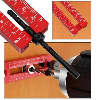 Cabinet Hardware Jig – Adjustable Drill Guide Template for Knobs & Handles, Marking Gauge Tools for Woodworking (Fits 2.5" to 7.8" Spacing) ﻿