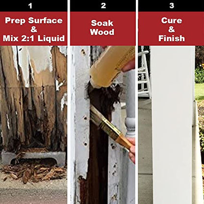 PC Products PC-Rot Terminator Epoxy Wood Hardener, Two-Part 3.25oz in Two Bottles, Amber 350614
