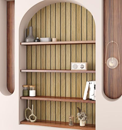 Brown Wood Grain 3D Wall Panels Peel and Stick for Wall 12×118" - color: Brown, size: 12" x 120"