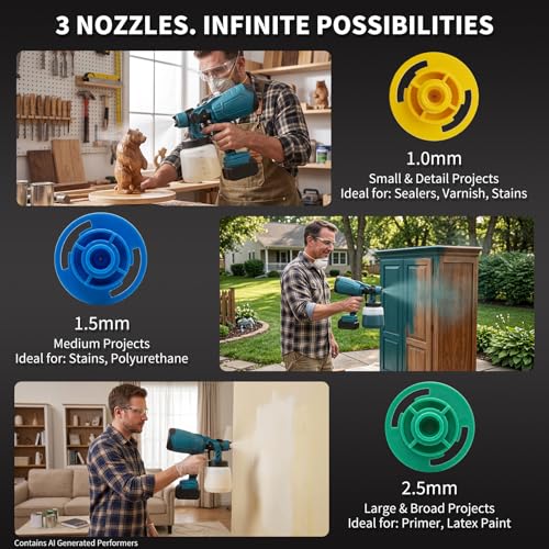 200W Cordless HVLP Paint Sprayer, Handheld Electric Spray Gun with 2 Pack 2000mAh Batteries, 1000ml High Capacity Tank, 3 Spray Patterns for Cabinets, Fences, House DIY Painting