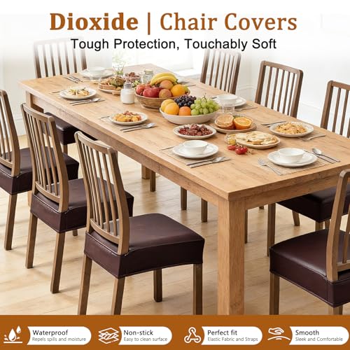 Dioxide Chair Covers,Dining Chair Seat Covers,Brown Set of 4 - color: Model B - Brown, size: set of 4