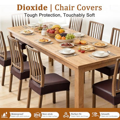 Dioxide Chair Covers,Dining Chair Seat Covers,Brown Set of 4 - color: Model B - Brown, size: set of 4