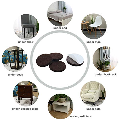 uxcell 70pcs Furniture Pads Round 7/8" Self-stick Non-slip Anti-scratch Felt Pads Floors Protector Dark Brown - size: 22 x 5mm