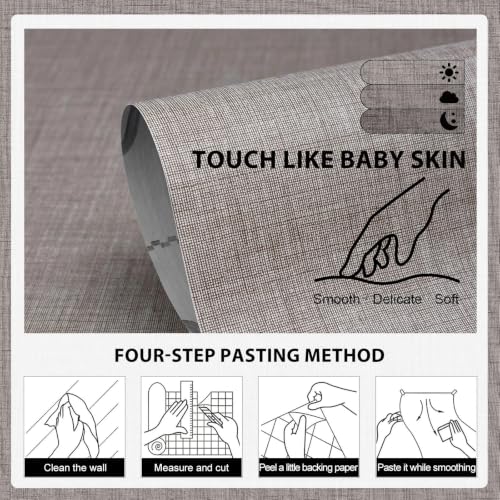 wishFIRE Grasscloth Peel and Stick Wallpaper 15.7"X120" Brown Contact Paper Texture Thick Vinyl Wall Paper Waterproof for Bedroom Living Room Cabinets Counter Top Liners - color: Brown, size: 15.7" x 120"