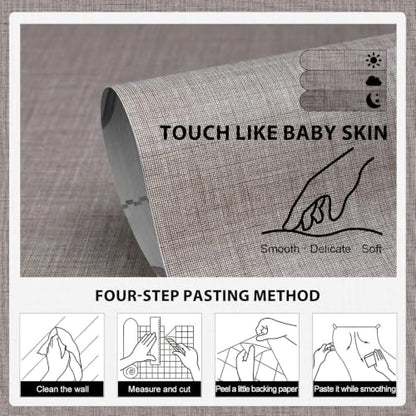 Grasscloth Peel and Stick Wallpaper 15.7"X480.3" Brown Contact Paper - color: Brown, size: 15.7" x 480"