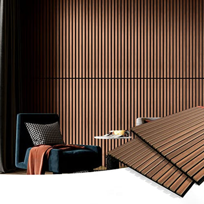 Art3d 2-Pack Fluted Acoustic Wood Slat Wall Panel, 47.2 x 23.6 Inch, Walnut - color: Walnut, size: 2pcs - 47.2＊23.6in.