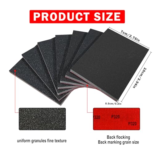 20PCS 3 x 4 Inch 600 Grit Sanding Sponge, Ultra Fine Sanding Sponges Pads, Soft Foam Hand Sanding Block Dry Wet Sandpaper Blocks for Model Drywall Metal Wood Furniture Polishing - style: 600 Grit 20PCS