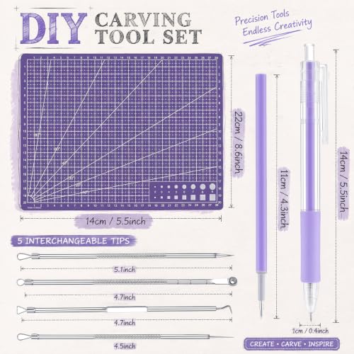 24 Pcs Craft Knife Pen Set, 6 Craft Knives with 12 Refills, Purple - color: Purple