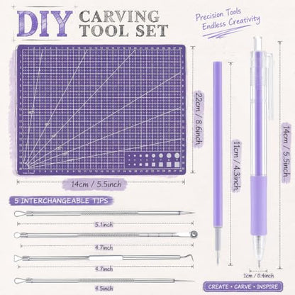 24 Pcs Craft Knife Pen Set, 6 Craft Knives with 12 Refills, Purple - color: Purple