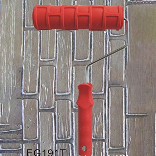 Utoolmart 7" Home Wall Rubber Paint Roller 175mm Wooden Grain Painting Roller with Plastic Handle 1Pcs - size: EG191T