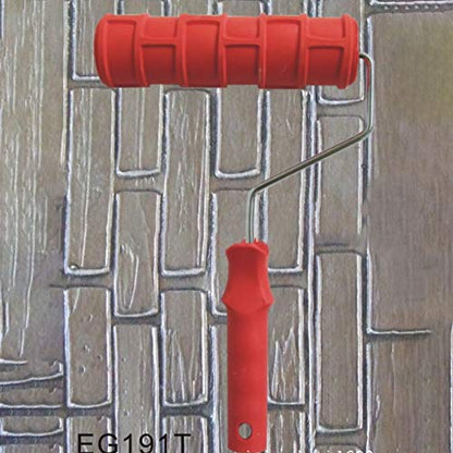 Utoolmart 7" Home Wall Rubber Paint Roller 175mm Wooden Grain Painting Roller with Plastic Handle 1Pcs - size: EG191T