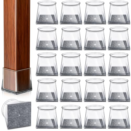 24 PCS Chair Leg Floor Protectors Square, Silicone Chair Leg Caps - color: Clear-24pcs, size: Square M