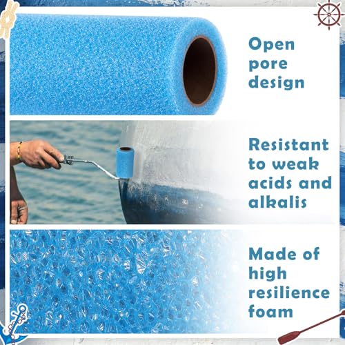 3 Pcs 4" Blue Foam Textured Rollers Washable Small Textured Paint Roller - size: 4 Inch