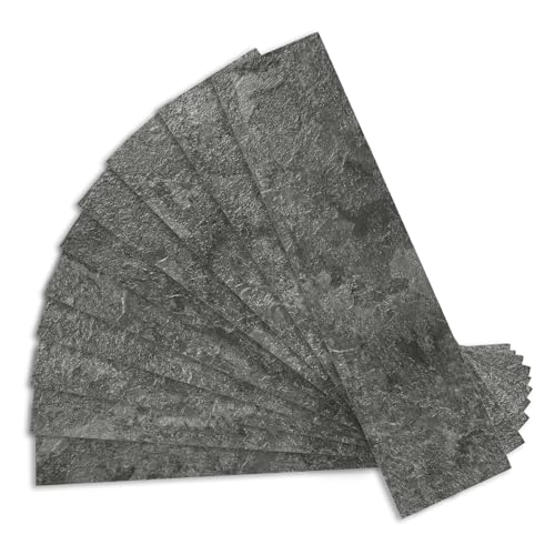 Vamos Tile Peel & Stick Backsplash on Subway Tile,40-Pack 3''x12'',Textured - color: Light Black Slate