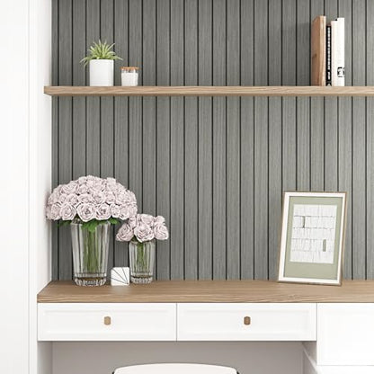 16.8"×118" 3D Grey Wood Wall Panels for Bedroom Living Room Liner - color: Gray