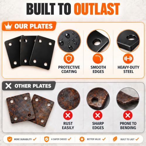 60PCS 2.36×1.5 Inch Flat Plate Straight Bracket, Flat Brace Bracket,Stainless Steel Metal Brace Bracket for Wood with 48PCS Screws - color: 60PCS