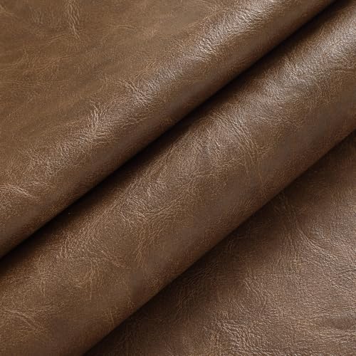 Premium Faux Leather Upholstery Fabric 1.2mm Thickness，Waterproof Upholstery Leather Distressed Bark Fabric(Oak,Pre-Cut 36"x54") - color: Oak, size: 36"x54"