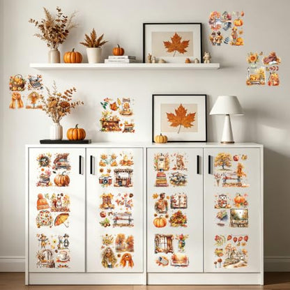 16 Pcs Fall Chinoiserie Rub-On Transfers for Furniture & Crafts - style: Fall Chinoiserie