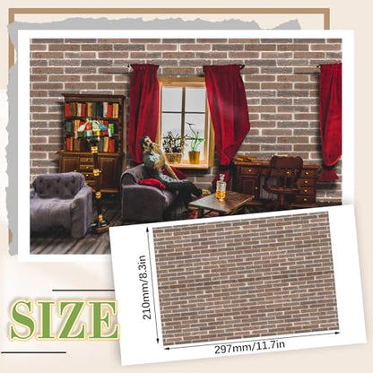 Flutesan 12 Pcs Miniature Dollhouse Wallpaper, Gray Clinker - style: Gray Clinker