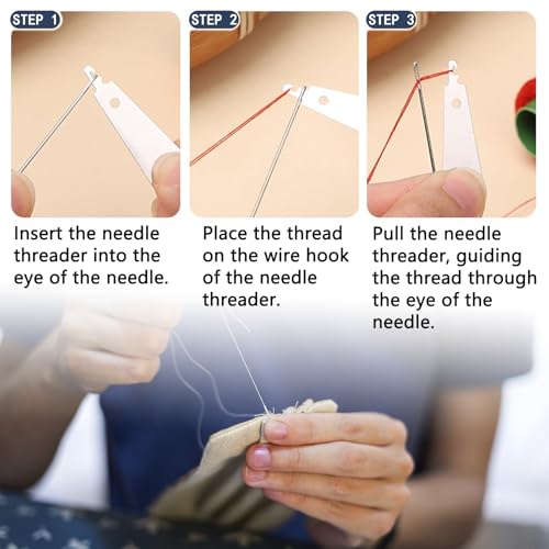 48Pcs Sewing Tool Set, Big Eye Steel Sewing Needle Kit for Hand Sewing - color: 48P