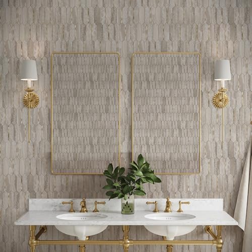 KASARO Peel and Stick Backsplash Long Hexagon Wall Tile, 10-Pieces, Beige - color: Beige