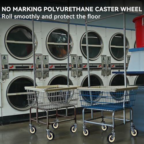 5" Shopping Cart Wheels, 3/8" Axle Replacement Casters Polyurethane Wheels for Cart 1400lbs Total Capacity(4 Pack) - style: Navy(3/8'' Bore)