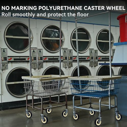 5" Shopping Cart Wheels, 3/8" Axle Replacement Casters Polyurethane Wheels for Cart 1400lbs Total Capacity(4 Pack) - style: Navy(3/8'' Bore)