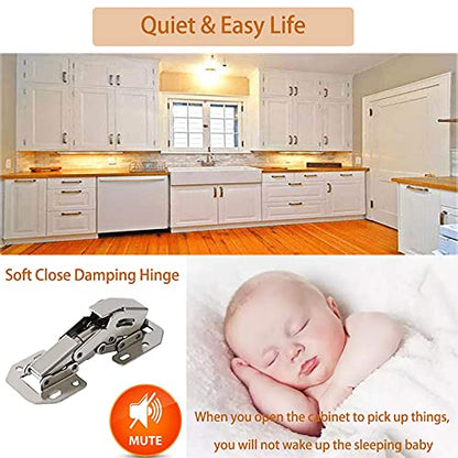 12-Pack Soft Close Hidden Hinges for Cabinet Doors, Slow Close Frameless Cabinet Hinges Concealed Surface Mount Hinges - size: 12 Pack