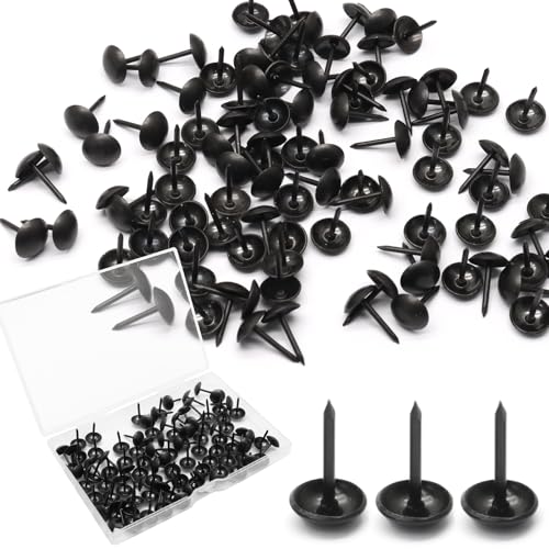 Biaungdo 100 Pcs Black Round Head Upholstery Tacks 11x16mm with Box - color: Black