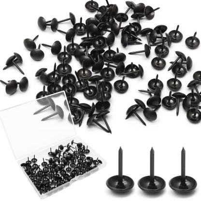 Biaungdo 100 Pcs Black Round Head Upholstery Tacks 11x16mm with Box - color: Black