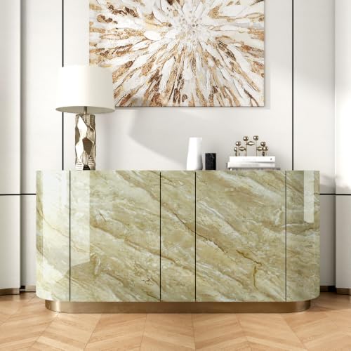 Beige Green Marble Contact Paper for Countertops Waterproof Glossy Marble Wallpaper 17.7" x 315" Removable Self Adhesive Granite Contact Paper for Kitchen Bathroom Cabinets Counter Top Covers - size: 17.7" x 315"