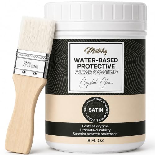 Water-Based Polyurethane for Wood, Clear Satin Finish, 8 fl oz - style: Water-Based Satin