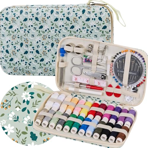 Bobode Travel Sewing Kit with 24 Sewing Thread & Heavy Duty Sewing Needles - color: 130PCS-QCSX