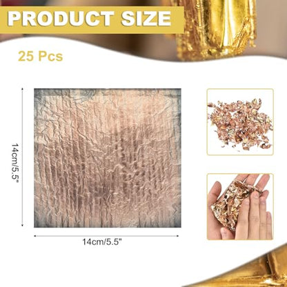 Generic 25 Pcs Gold Leaf Sheets 5.5" x 5.5" Imitation Gold Foil Sheets Variegated Booklet with Pattern for Crafts,Picture Frames,Nails and DIY Arts Decoration,Gray Stripes