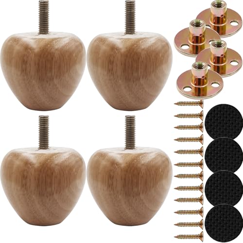 2 Inch Wooden Furniture Legs Solid Wood Sofa Furniture Replacement Legs, Cabinet Legs/Desk/Bookcase Feet DIY, with Mounting Plate & Screws Set of 4 (2 inch) - size: 2 inch Oak