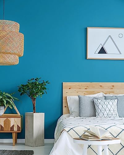 15.7"x118" Peel and Stick Wallpaper - Blue for Bedroom and Bathroom - Renter Friendly Removable Vinyl Matte - color: Lake Blue, size: 15.7" x 118"