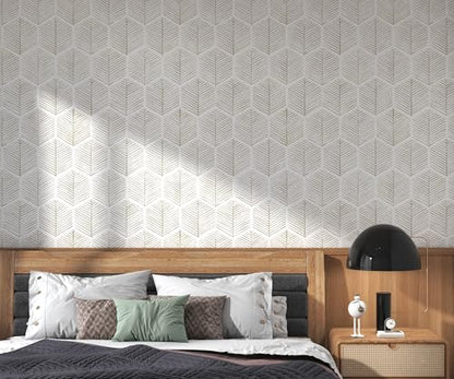 OSECAGE Geometric Peel and Stick Wallpaper Boho Contact Paper 17.3''×276'' - color: Beige, size: 17.3" x 276"