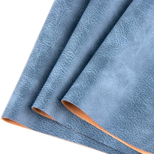 Faux Leather Sheets Fabric 16" X 54",Thick Durable Synthetic Upholstery Vinyl, Suitable for Furniture Replacement and Renovation Materials, Wallets, DIY Sewing Projects (Blue, 16"X54") - color: Blue, size: 16"X54"