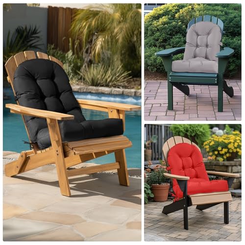 Adirondack Chair Cushion Waterproof Outdoor Rocking Chair Pads - color: Black
