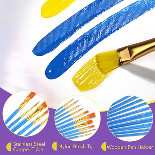 AROIC Acrylic Paint Brush Set, 36pack/360pcs Nylon Hair Paint Brushes - size: 360pcs-blue