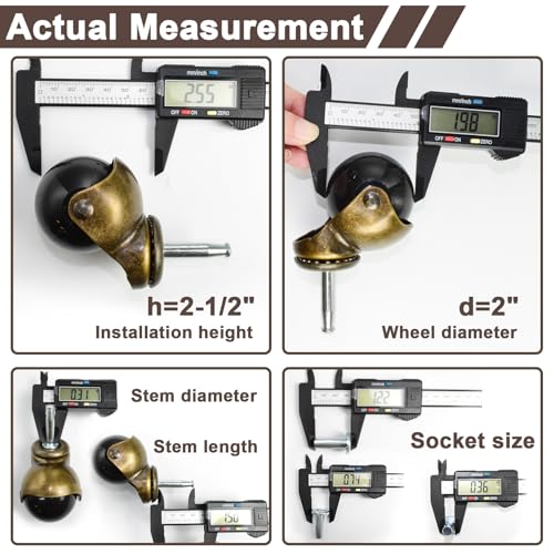 MySit 2 inch Ball Caster Wheels Grip Neck with 5/16" x 1-1/2" Set of 4