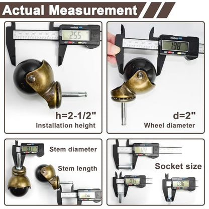 MySit 2 inch Ball Caster Wheels Grip Neck with 5/16" x 1-1/2" Set of 4